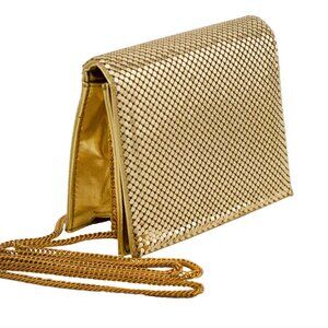 Whiting & Davis Vintage 1980s Gold Mesh Crossbody Bag